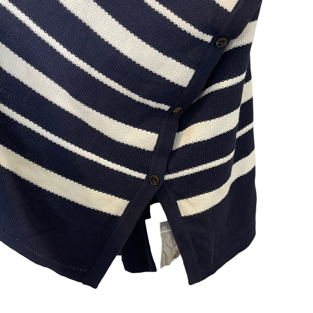 Talbots Striped Knit Poncho Shrug Cardigan Size M / L Side Buttons Slouchy NEW - Picture 5 of 9